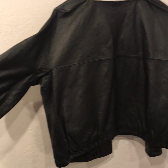 TEX Max Azria leather button down wide neck jacket - Picture 7 of 8